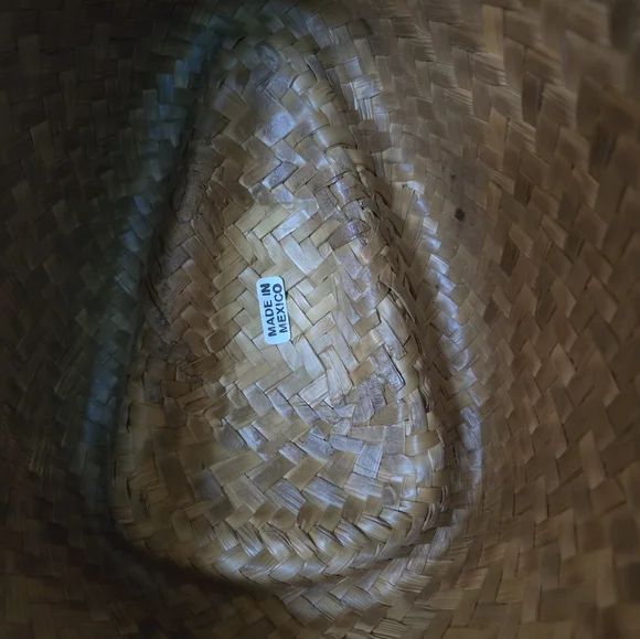 Western Straw Hat Made in Mexico with Brown & Silver Band Around Rim - Picture 8 of 8